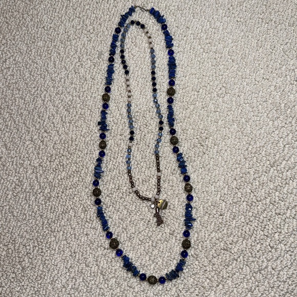 Two Denim Friendly Multi-Color Multi-Bead Coordinating Necklaces - Picture 11 of 16